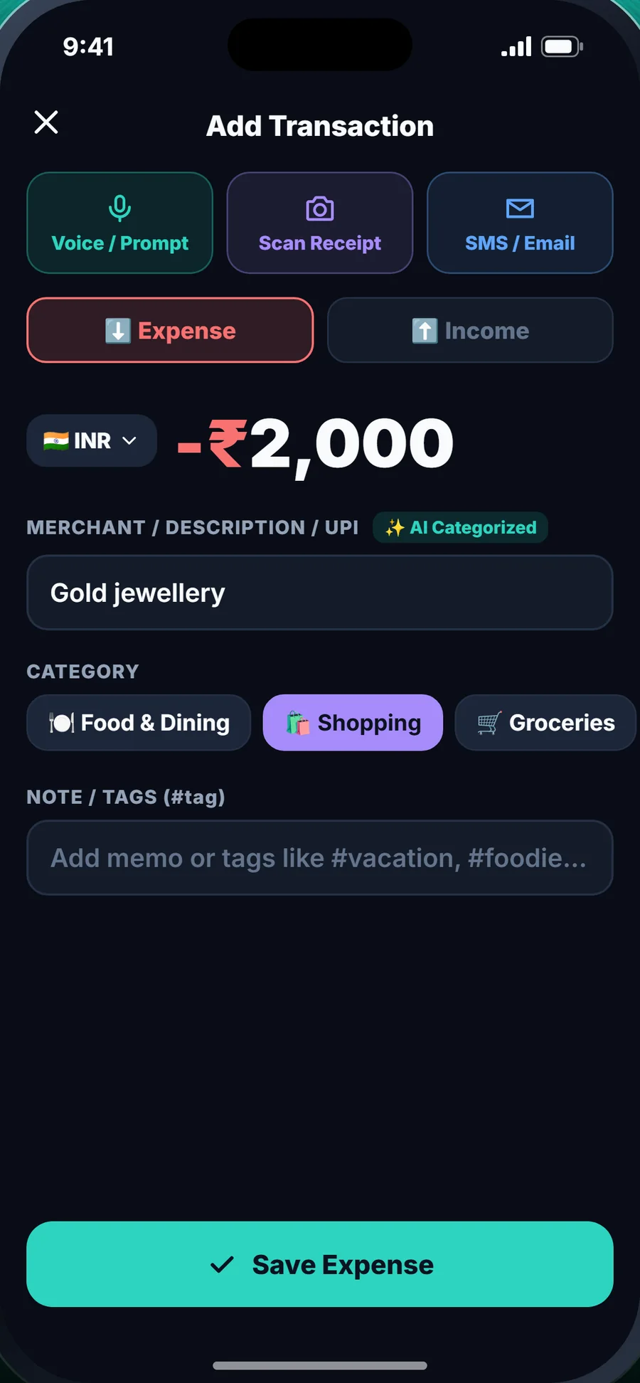 Voice entry filling in a transaction